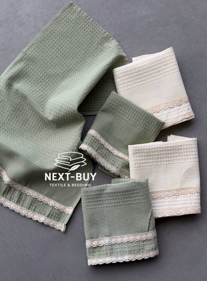 Набір кухонних рушників Nilteks Mint Lace tencel 5шт. 40х60 см - Зображення 7