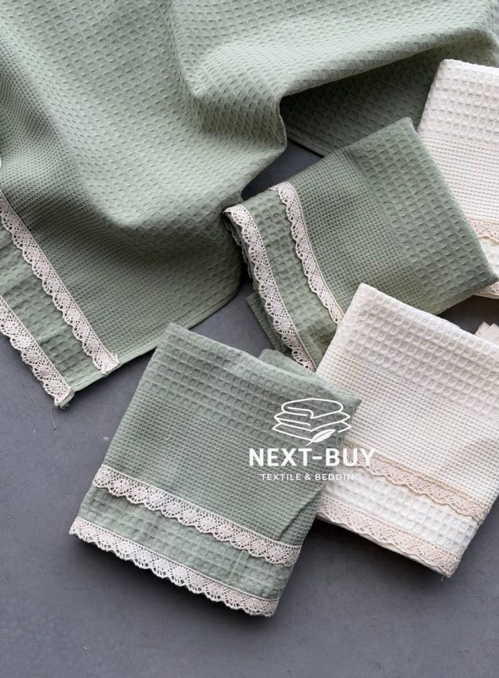 Набір кухонних рушників Nilteks Mint Lace tencel 5шт. 40х60 см - Зображення 8